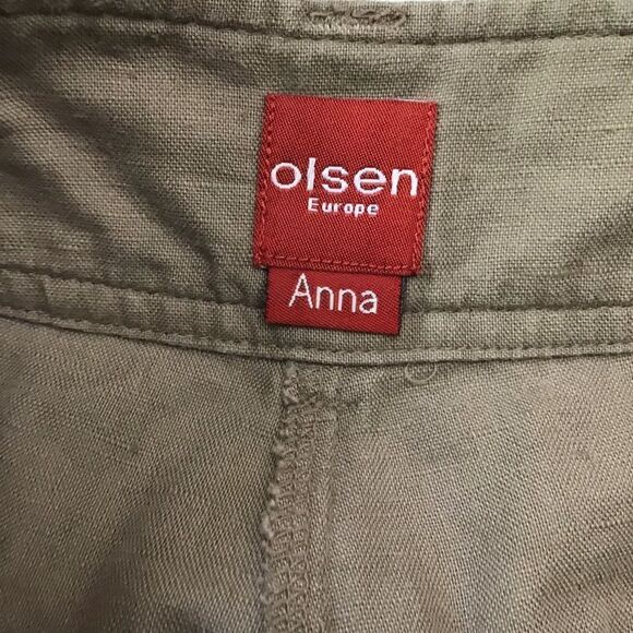 OLSEN Europe Anna linen blend pedal pusher pants crop wedge size 10 wide legs - Picture 4 of 11
